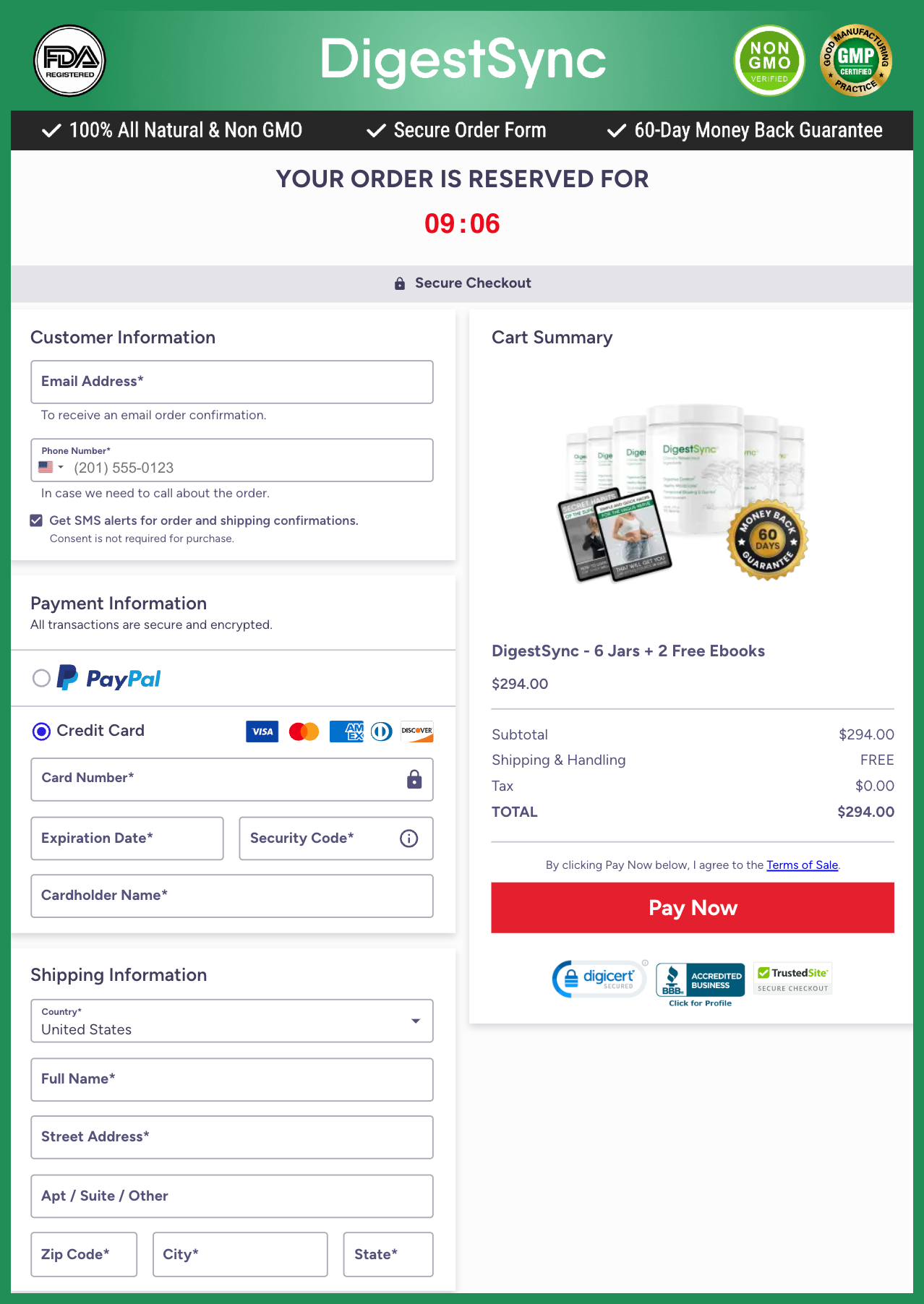 DigestSync Official Website Secure Order Page